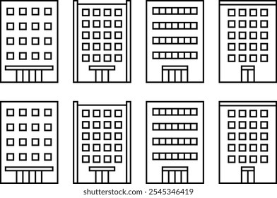 Vários conjuntos de ícones de escritório e edifício