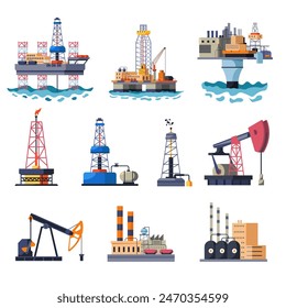 Various Oil Drilling Rigs vector