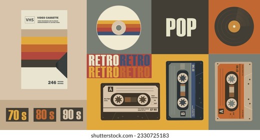 Various old-fashioned items on a retro background. Concept retro or vintage background.