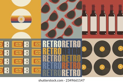 Varios objetos antiguos en un fondo retro. Concepto de fondo retro o vintage.