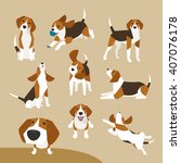 The various operations of cute beagle