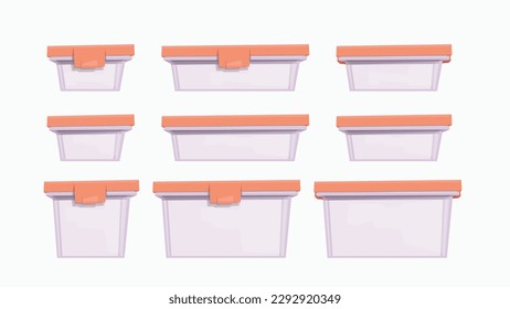 varios recipientes de comida de plástico naranja en set