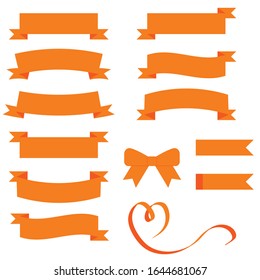 Various orange ribbon material sets.