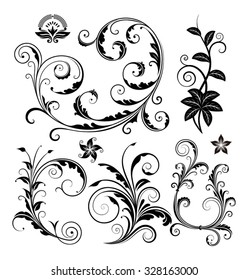 Various ornate scroll design and swirling motifs vector illustration.