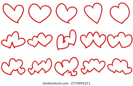 various outline patterns of imagination images of love sign icons, easy and simple, isolated on a white background.vector