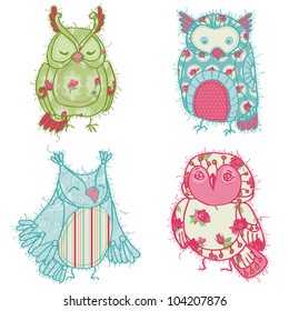 Colección de libros de cartón de búho - para su diseño, scrapbooking, tarjetas en vector