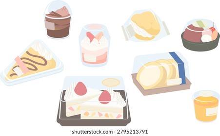 Various Packaged Convenience Store Sweets Illustration