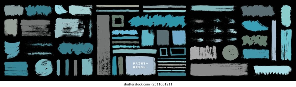 Various paint brush strokes element set for artistic illustration. Hand drawn doodle painting collection.