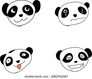 Various panda face icon illustrations