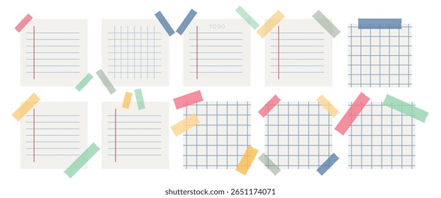 Various paper notes. Blank paper notes for to-do list