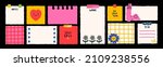 Various Paper notes on stickers. Information board with blank Paper sticky notes for reminders, to do list, planner, schedule. Hand drawn Vector illustration. Cartoon style. All elements are isolated