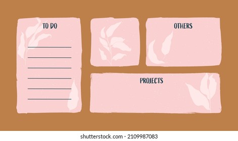 Various Paper notes on stickers. Information board with blank Paper sticky notes for reminders, to do list, planner, schedule. Vector illustration.
