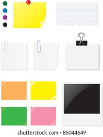 Various papers and labels used for notes.