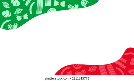 various pasta icons pattern on italian flag background vector
