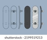 Various patterns on skateboards. Skate vector image.