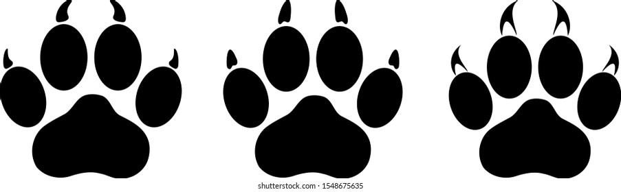 Various paw in black, paw collection