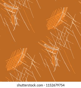 Various Pen Hatches. Seamless Pattern with chaotic Hand Drawn Lines. Modern Background for Chintz, Print, Underwear. Vertical, Horizontal and Diagonal Strokes. Grunge Vector Texture