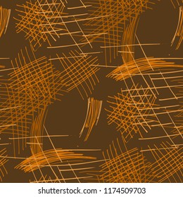 Various Pen Hatches. Seamless Pattern with chaotic Hand Drawn Lines. Modern Background for Textile, Shirt, Fabric. Vertical, Horizontal and Diagonal Strokes. Grunge Vector Texture