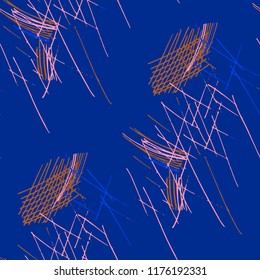 Various Pen Hatches. Seamless Pattern with chaotic Hand Drawn Lines. Vintage Background for Paper, Print, Underwear. Vertical, Horizontal and Diagonal Strokes. Grunge Vector Texture