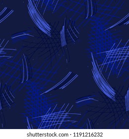 Various Pen Hatches. Seamless Pattern with chaotic Hand Drawn Lines. Vintage Background for Calico, Paper, Print. Vertical, Horizontal and Diagonal Strokes. Grunge Vector Texture