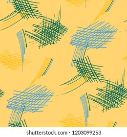 Various Pen Hatches. Seamless Pattern with chaotic Hand Drawn Lines. Vintage Background for Chintz, Wallpaper, Swimwear. Vertical, Horizontal and Diagonal Strokes. Grunge Vector Texture
