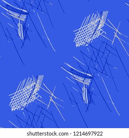 Various Pen Hatches. Seamless Pattern with chaotic Hand Drawn Lines. Modern Background for Textile, Shirt, Fabric. Vertical, Horizontal and Diagonal Strokes. Grunge Vector Texture