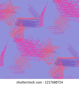Various Pen Hatches. Seamless Pattern with chaotic Hand Drawn Lines. Vintage Background for Chintz, Wallpaper, Swimwear. Vertical, Horizontal and Diagonal Strokes. Grunge Vector Texture