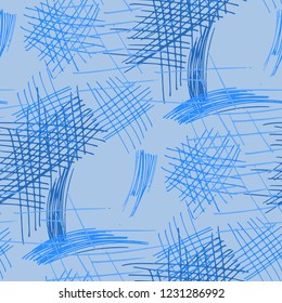 Various Pen Hatches. Seamless Pattern with chaotic Hand Drawn Lines. Retro Background for Textile, Paper, Fabric. Vertical, Horizontal and Diagonal Strokes. Grunge Vector Texture
