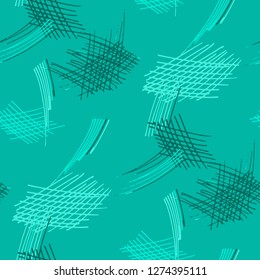 Various Pen Hatches. Seamless Pattern with chaotic Hand Drawn Lines. Retro Background for Chintz, Print, Underwear. Vertical, Horizontal and Diagonal Strokes. Grunge Vector Texture