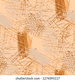 Various Pen Hatches. Seamless Pattern with chaotic Hand Drawn Lines. Modern Background for Paper, Wallpaper, Underwear. Vertical, Horizontal and Diagonal Strokes. Grunge Vector Texture