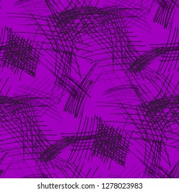 Various Pen Hatches. Seamless Pattern with chaotic Hand Drawn Lines. Modern Background for Curtain, Shirt, Tablecloth. Vertical, Horizontal and Diagonal Strokes. Grunge Vector Texture