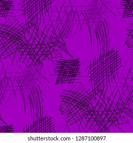 Various Pen Hatches. Seamless Pattern with chaotic Hand Drawn Lines. Modern Background for Calico, Fabric, Print. Vertical, Horizontal and Diagonal Strokes. Grunge Vector Texture