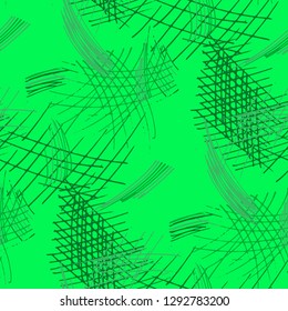 Various Pen Hatches. Seamless Pattern with chaotic Hand Drawn Lines. Trendy Background for Curtain, Shirt, Fabric. Vertical, Horizontal and Diagonal Strokes. Grunge Vector Texture