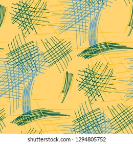 Various Pen Hatches. Seamless Pattern with chaotic Hand Drawn Lines. Vintage Background for Textile, Paper, Fabric. Vertical, Horizontal and Diagonal Strokes. Grunge Vector Texture