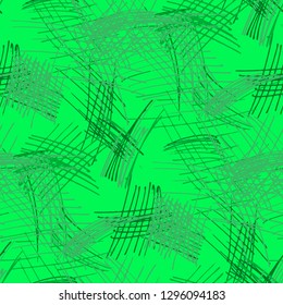 Various Pen Hatches. Seamless Pattern with chaotic Hand Drawn Lines. Retro Background for Curtain, Shirt, Fabric. Vertical, Horizontal and Diagonal Strokes. Grunge Vector Texture