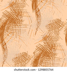 Various Pen Hatches. Seamless Pattern with chaotic Hand Drawn Lines. Vintage Background for Textile, Shirt, Fabric. Vertical, Horizontal and Diagonal Strokes. Grunge Vector Texture