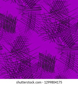Various Pen Hatches. Seamless Pattern with chaotic Hand Drawn Lines. Modern Background for Paper, Wallpaper, Underwear. Vertical, Horizontal and Diagonal Strokes. Grunge Vector Texture