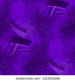 Various Pen Hatches. Seamless Pattern with chaotic Hand Drawn Lines. Modern Background for Paper, Wallpaper, Underwear. Vertical, Horizontal and Diagonal Strokes. Grunge Vector Texture