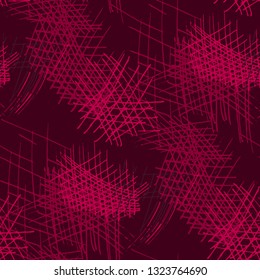 Various Pen Hatches. Seamless Pattern with chaotic Hand Drawn Lines. Vintage Background for Textile, Paper, Fabric. Vertical, Horizontal and Diagonal Strokes. Grunge Vector Texture
