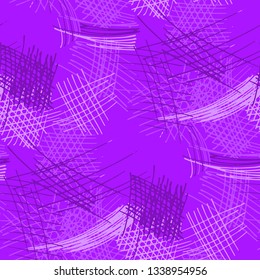 Various Pen Hatches. Seamless Pattern with chaotic Hand Drawn Lines. Vintage Background for Paper, Wallpaper, Underwear. Vertical, Horizontal and Diagonal Strokes. Grunge Vector Texture