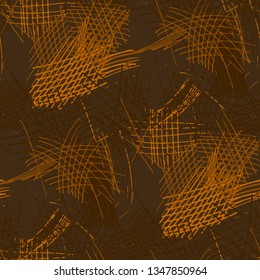 Various Pen Hatches. Seamless Pattern with chaotic Hand Drawn Lines. Retro Background for Curtain, Shirt, Tablecloth. Vertical, Horizontal and Diagonal Strokes. Grunge Vector Texture