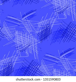 Various Pen Hatches. Seamless Pattern with chaotic Hand Drawn Lines. Modern Background for Textile, Shirt, Fabric. Vertical, Horizontal and Diagonal Strokes. Grunge Vector Texture