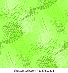Various Pen Hatches. Seamless Pattern with chaotic Hand Drawn Lines. Retro Background for Chintz, Print, Swimwear. Vertical, Horizontal and Diagonal Strokes. Grunge Vector Texture