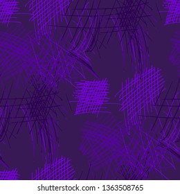 Various Pen Hatches. Seamless Pattern with chaotic Hand Drawn Lines. Trendy Background for Textile, Shirt, Fabric. Vertical, Horizontal and Diagonal Strokes. Grunge Vector Texture