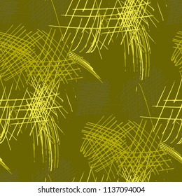 Various Pen Hatches. Seamless Texture with chaotic Hand Drawn Lines. Trendy Background for Chintz, Print, Underwear. Vertical, Horizontal and Diagonal Strokes. Grunge Vector Texture
