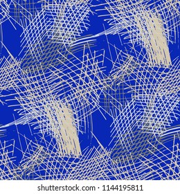 Various Pen Hatches. Seamless Texture with chaotic Hand Drawn Lines. Modern Background for Calico, Paper, Print. Vertical, Horizontal and Diagonal Strokes. Grunge Vector Texture