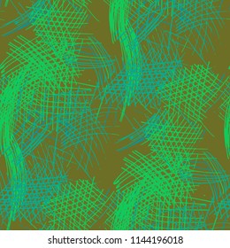 Various Pen Hatches. Seamless Texture with chaotic Hand Drawn Lines. Retro Background for Calico, Paper, Print. Vertical, Horizontal and Diagonal Strokes. Grunge Vector Texture