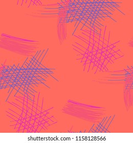 Various Pen Hatches. Seamless Texture with chaotic Hand Drawn Lines. Vintage Background for Calico, Fabric, Print. Vertical, Horizontal and Diagonal Strokes. Grunge Vector Texture