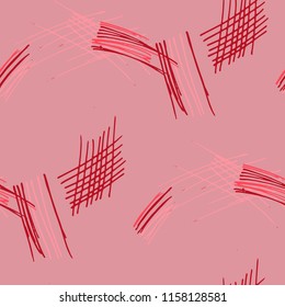 Various Pen Hatches. Seamless Texture with chaotic Hand Drawn Lines. Trendy Background for Calico, Fabric, Print. Vertical, Horizontal and Diagonal Strokes. Grunge Vector Texture