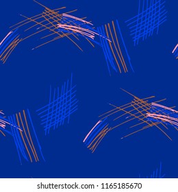 Various Pen Hatches. Seamless Texture with chaotic Hand Drawn Lines. Vintage Background for Calico, Fabric, Print. Vertical, Horizontal and Diagonal Strokes. Grunge Vector Texture